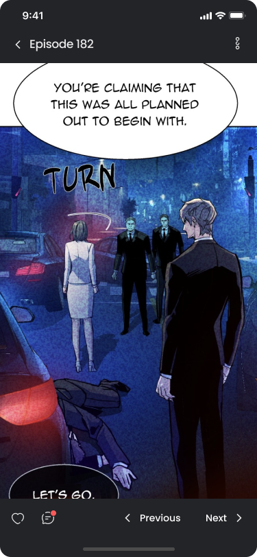Vertical comic reader - Episode 182 with previous/next controls